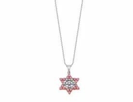 18k White Rose Gold Pink and White Diamond Star of David Pendant