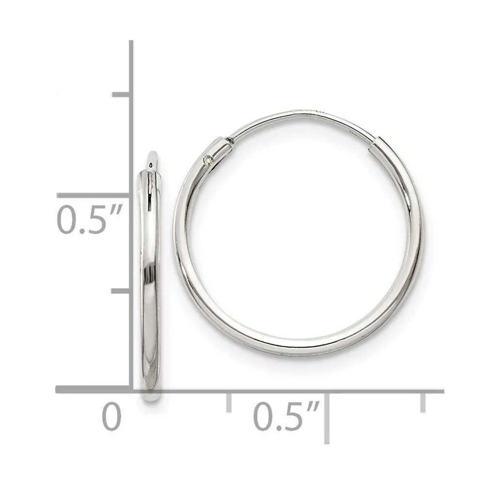 1.3mm, Sterling Silver, Endless Hoop Earrings - 16mm (5/8 Inch)