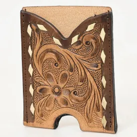 American Darling Hand Carved Floral Cowhide Leather Credit Card Holder