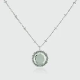 Barcelona Silver August Green Amethyst Birthstone Necklace