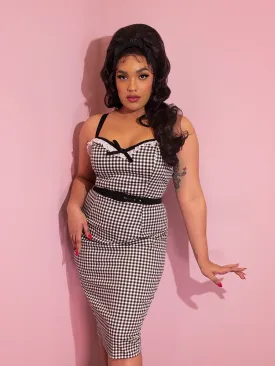 Bardot Beauty Wiggle Dress in Black Gingham - Vixen by Micheline Pitt