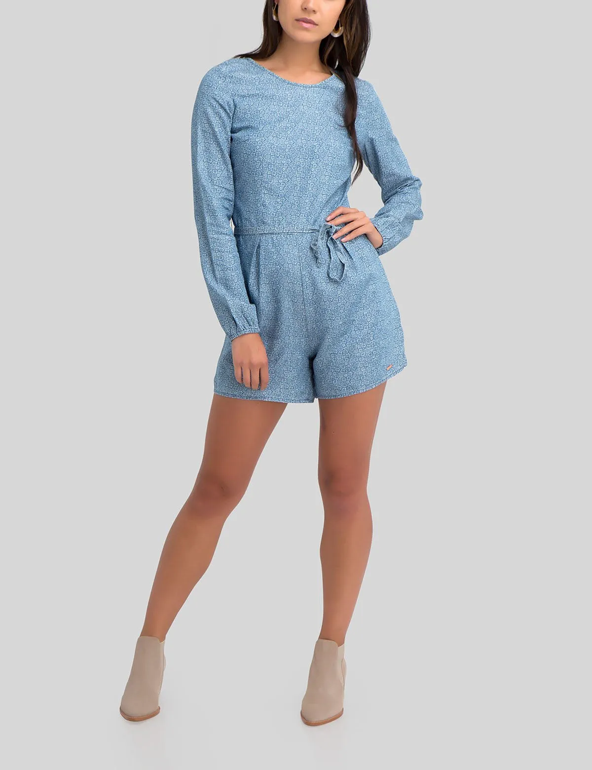 CHAMBRAY LONG SLEEVE ROMPER