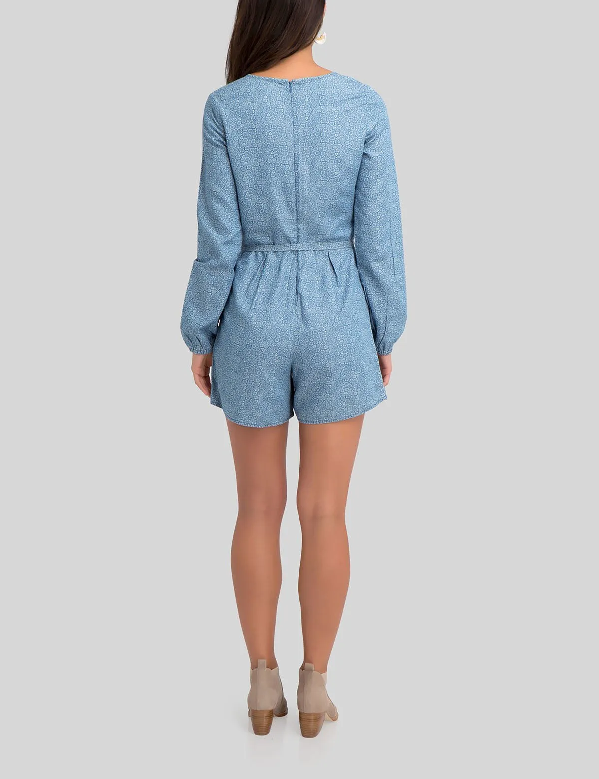 CHAMBRAY LONG SLEEVE ROMPER