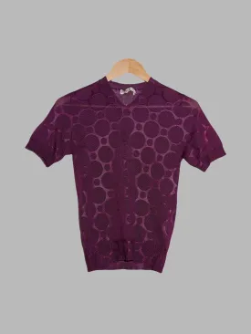 Comme des Garcons 1999 purple polyester knit circle pattern v neck t-shirt - S