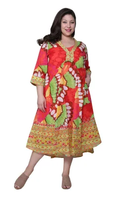 La Cera Women's Plus Size High-Low Butterfly Printed Caftan