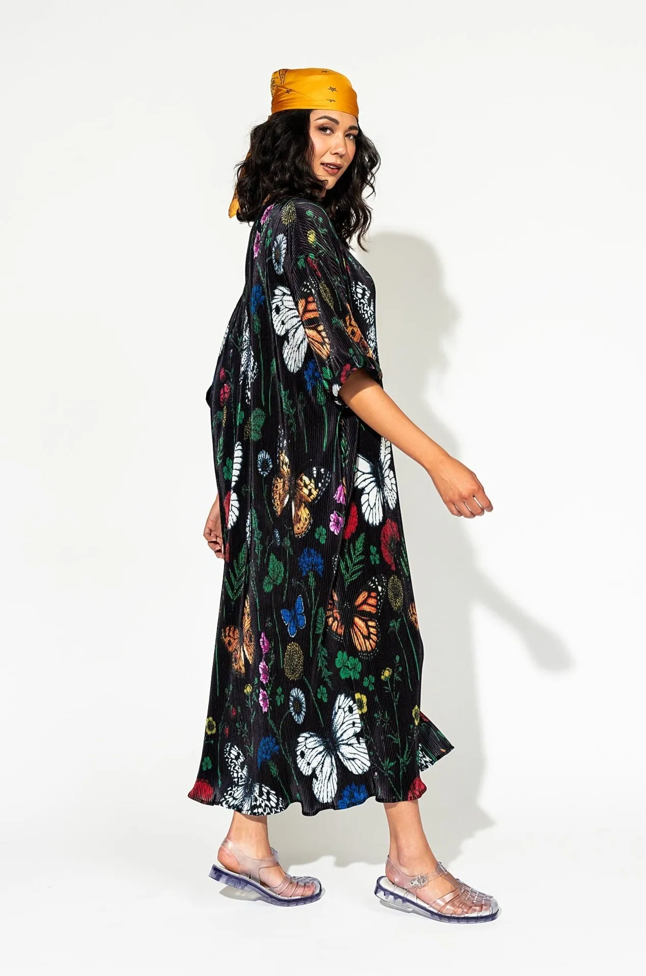 So Far So Good Oversized Plissé Dress in Folklore Florals *RESTOCKED*