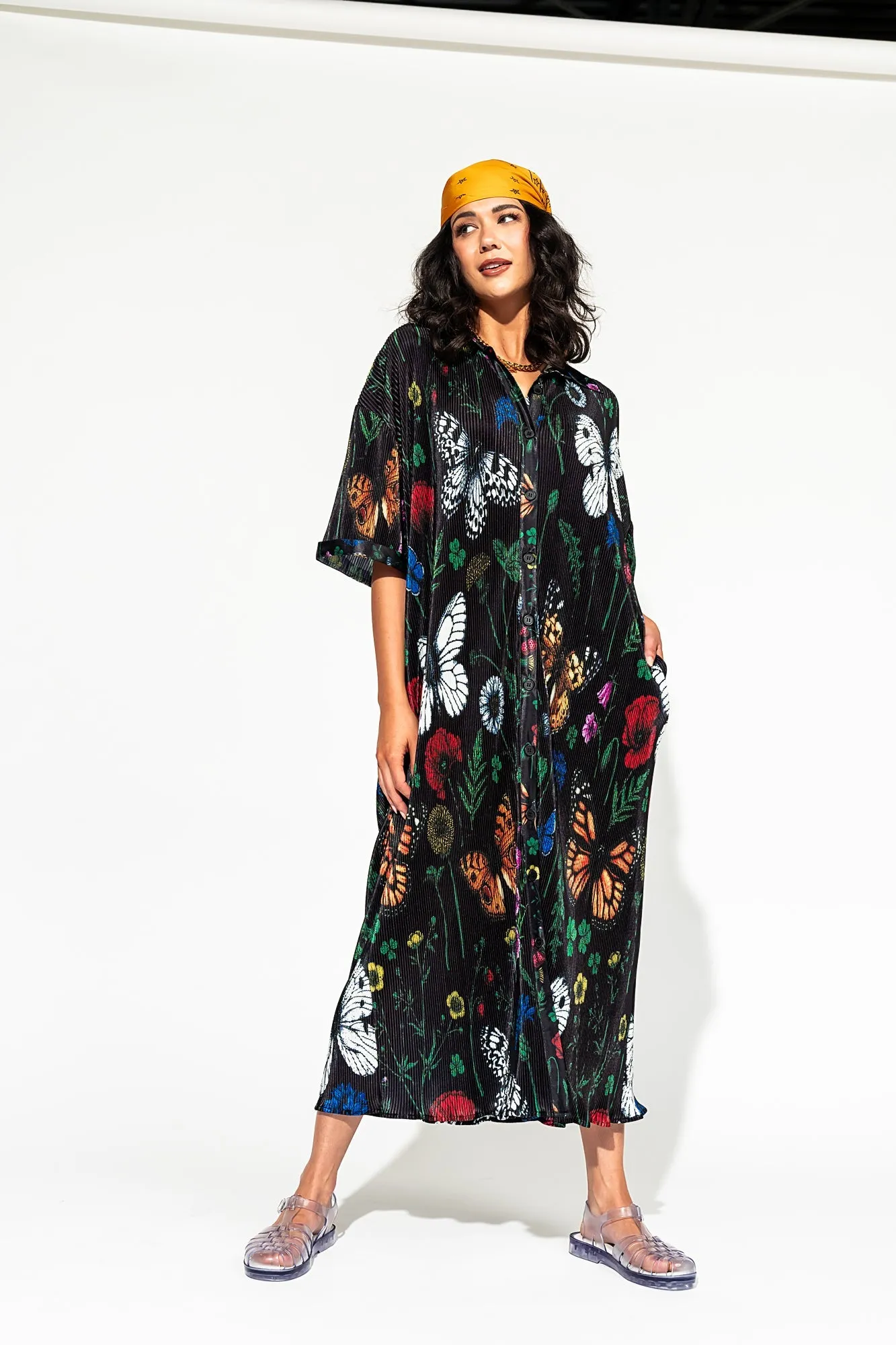 So Far So Good Oversized Plissé Dress in Folklore Florals *RESTOCKED*